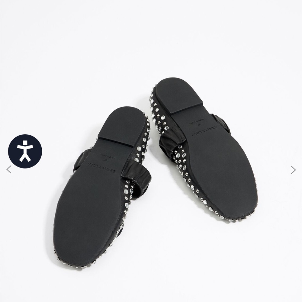 NWT BIMBA y Lola STUDDED BLACK LEATHER BALLERINA Ballet Flats size 39 - Picture 6 of 12